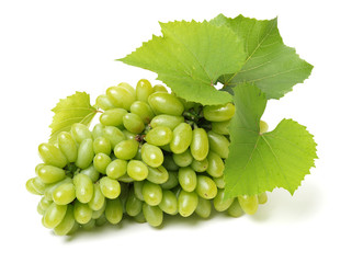 Green grapes on white background