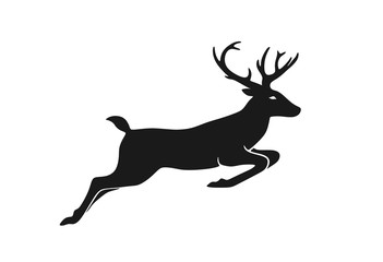 deer jumping. element of Christmas design. Christmas symbol. isolated vector silhouette image