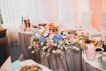 Decorations for the wedding ceremony. Beautiful flowers