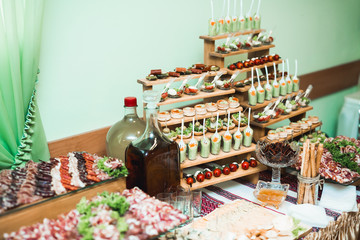 Buffet with a variety of delicious sweets, food ideas, celebration