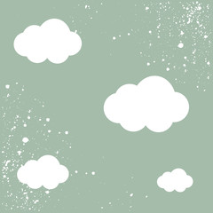 Sky background with clouds, winter snow vector illustration
