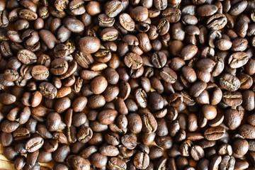Closeup of roasted coffee beans