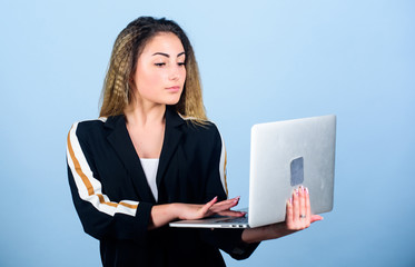 Need your advice. agile business. girl shopping on cyber monday. woman work using computer....
