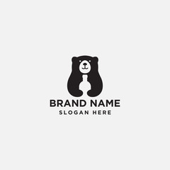 bear and bulb logo template - vector