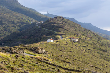 Christian, Orthodox church in the mountains (Andros Island, Greece, Cyclades)