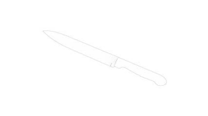 3d rendering of a cooking knife isolated in white background