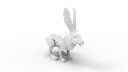 3d rendering of a hare rabbit isolated in white background