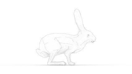 3d rendering of a hare rabbit isolated in white background