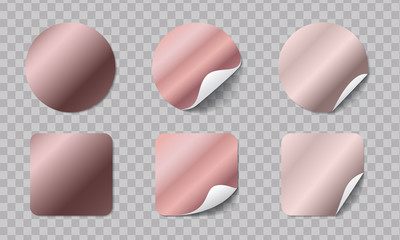 Realistic golden rose metallic stickers