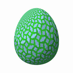 Happy Easter - Frohe Ostern, Artfully designed and colorful easter egg, 3D illustration on white background 