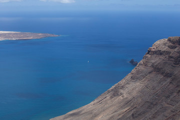 Canary island Lanzarote - panoramic view of La Graciosa island from Mirador del Rio