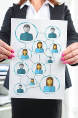 Social network concept shown by a businesswoman
