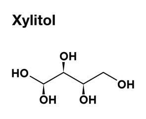 Xylitol sugar alcohol structural chemical formula
