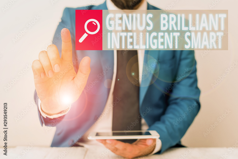 Poster writing note showing genius brilliant intelligent smart. business concept for clever bright knowledg