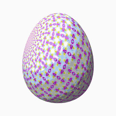 Happy Easter - Frohe Ostern, Artfully designed and colorful easter egg, 3D illustration on white background 