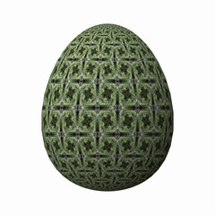 Happy Easter - Frohe Ostern, Artfully designed and colorful easter egg, 3D illustration on white background 
