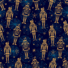 Christmas vector seamless Nutcracker pattern.  Seamless pattern can be used for wallpaper, pattern fills, web page background, surface textures.