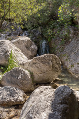 The mountain river Elikonas on a sunny day (Greece, Pieria, Mount Olympus).