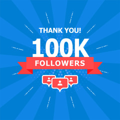 100K added folks, thank you. A combination of different objects is depicted on a blue background.