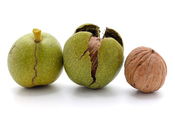 Three green nuts.
