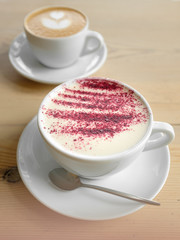 classic cappuccino and cappuccino with syrup