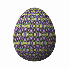 Happy Easter - Frohe Ostern, Artfully designed and colorful easter egg, 3D illustration on white background 