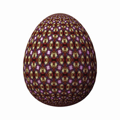 Happy Easter - Frohe Ostern, Artfully designed and colorful easter egg, 3D illustration on white background 