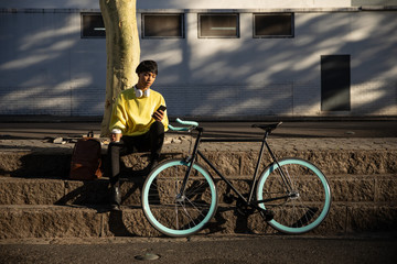 Young transgender adult in the street