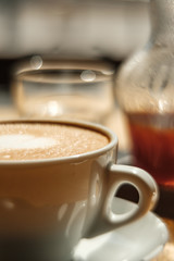 cappuccino and alternative coffee. close-up