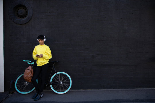 Young transgender adult in the street