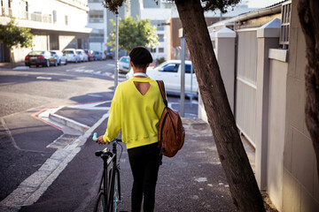 Young transgender adult in the street