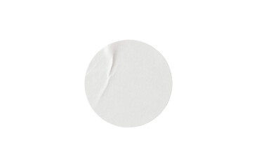 Blank white round paper sticker label isolated on white background with clipping path