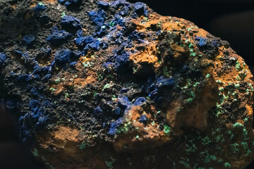 Close-up shot of colorful crystal and mineral rock.