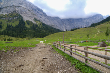 Fototapeta na wymiar Alpine pastures and meadows in the Austrian Alps