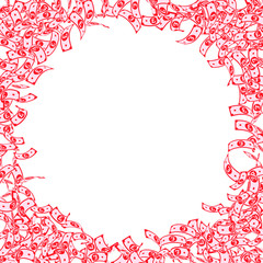 British pound notes falling. Small GBP bills on wh