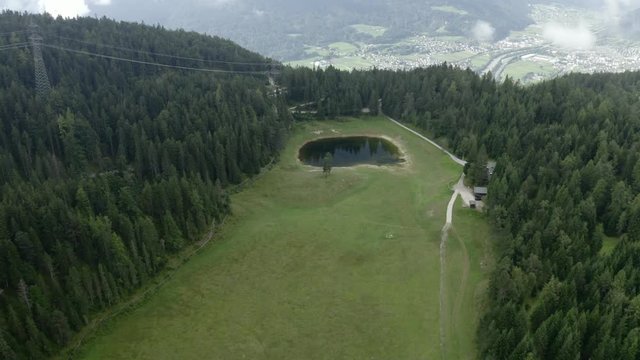 Periodic mountain lake Lottensee in the Olympiaregion in Seefeld in M&ouml;sern