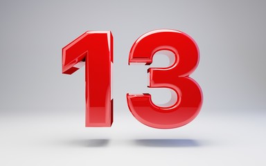 Number 13 isolated on white background