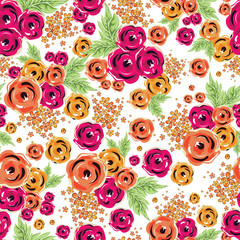 Floral seamless pattern background with watercolor effect.