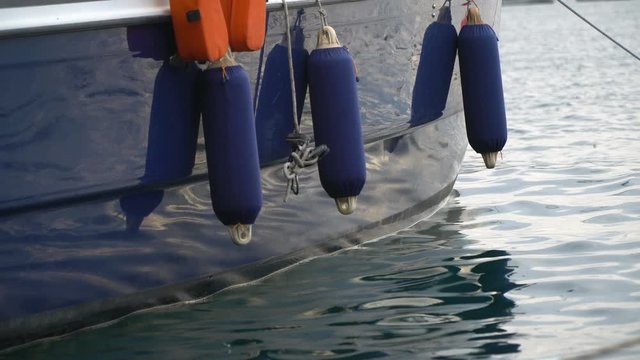 Detail of A Blue Sailboat at Izmir Old Foca 