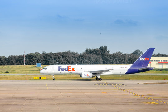 16 MAY 2018, BUDAPEST HUNGARY: fed ex cargo airplane on ground at Ferenz Liszt airport