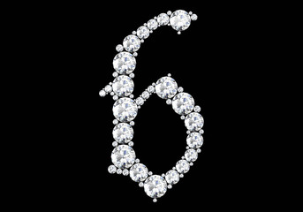 Diamond letters with gemstones isolated on black.3D rendering