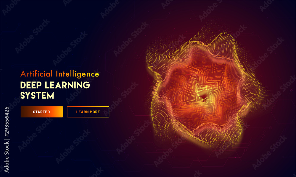 Sticker Artificial Intelligence (AI) responsive landing page design for deep learning system. Sign up or Login page design.