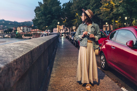 Fototapeta Attractive young girl in the evening