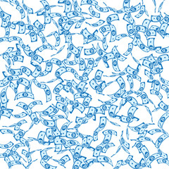 Obraz premium Bitcoin, internet currency notes falling. Sparse B