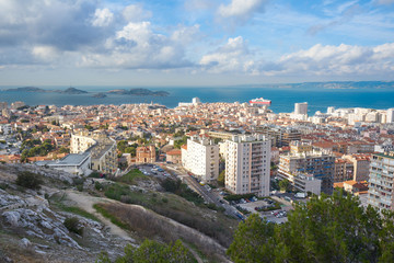 View At Frioul Island And Marseille Harbour At A Sunny Day