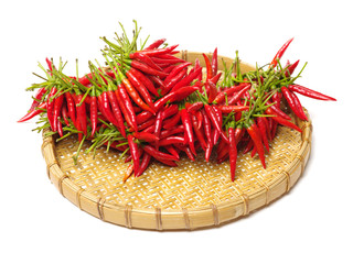 Red chili peppers on white background