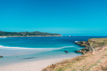 Fototapeta na wymiar View of Santa Comba beach on the Spanish Atlantic coast