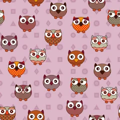 Fotobehang Seamless pattern with funny owls for children decoration © natareal