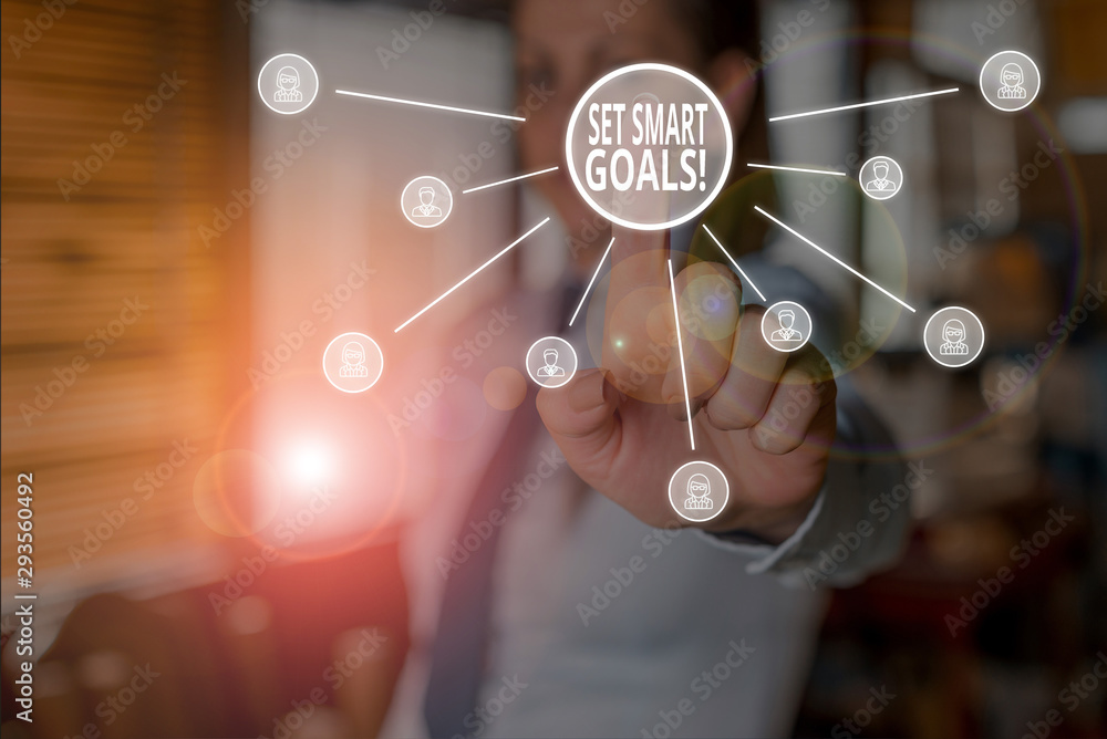 Poster conceptual hand writing showing set smart goals. concept meaning list to clarify your ideas focus ef