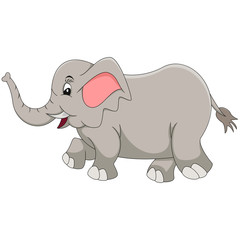 Cute elephant walking while smiling cartoon vector illustration